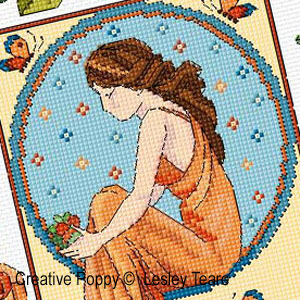Lesley Teare - Art Decor Rose Lady, zoom 1 (grille de broderie point de croix)