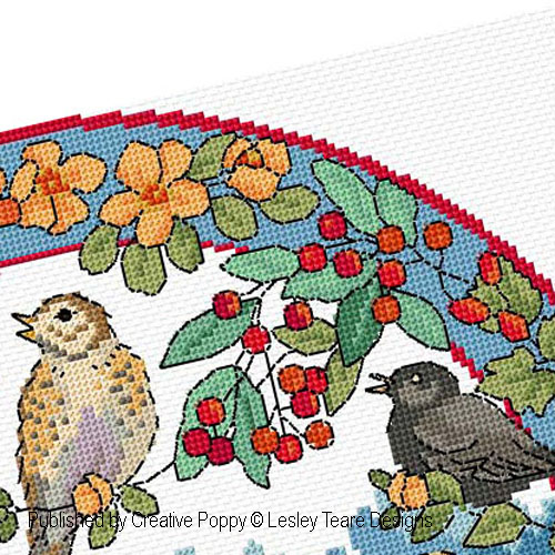 Lesley Teare - oiseaux en hiver, zoom 2 (grille de broderie point de croix)