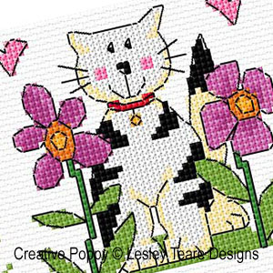 Lesley Teare - Le chat joueur, zoom 1 (grille de broderie point de croix)