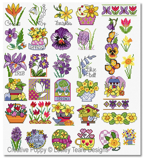 Lesley Teare - 30 mini motifs de Printemps (cross stitch chart )