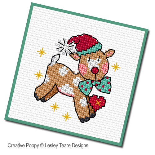 Adorables animaux de Noël, grille de point de croix, création Lesley Teare (détail)