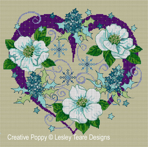 Lesley Teare Designs - C&oelig;ur bleu de No&euml;l (grille point de croix)