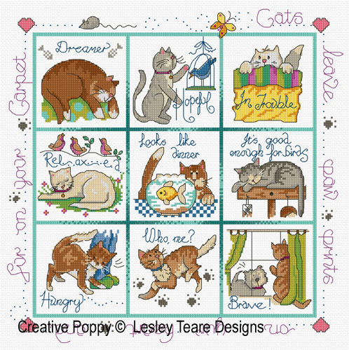 Lesley Teare - Une vie de chat, zoom 3 (grille de broderie point de croix)