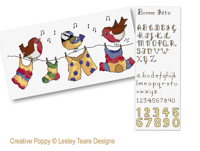 Lesley Teare Designs - La fête des oiseaux (avec ABC) (grille point de croix)