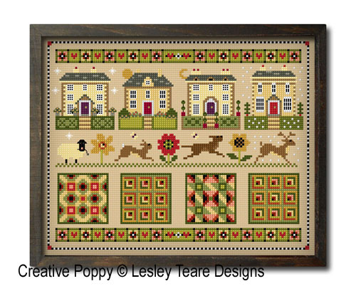 Lesley Teare Designs - Marquoir anglais (maisons de l\'époque georgienne), détail 4 (grille point de croix)