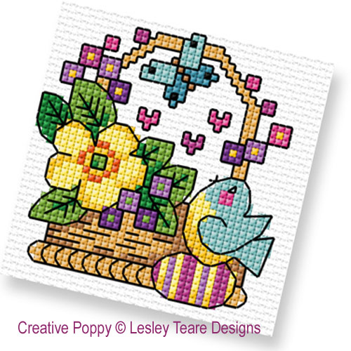 Lesley Teare Designs - Mini motifs - Paniers de Pâques, détail 1 (grille point de croix)