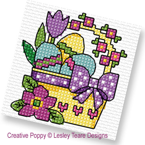 Lesley Teare Designs - Mini motifs - Paniers de Pâques, détail 2 (grille point de croix)