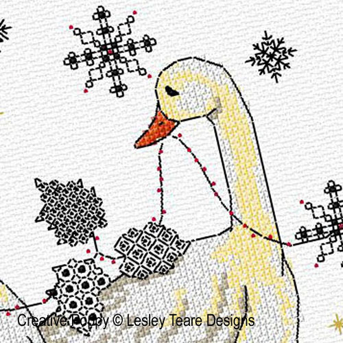 Lesley Teare Designs - Les oies de Noël, détail 2 (grille point de croix)