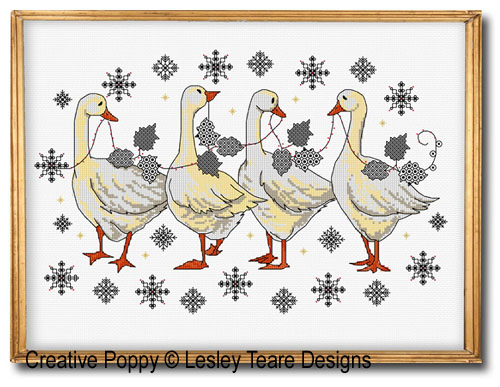 Lesley Teare Designs - Les oies de Noël (grille point de croix)