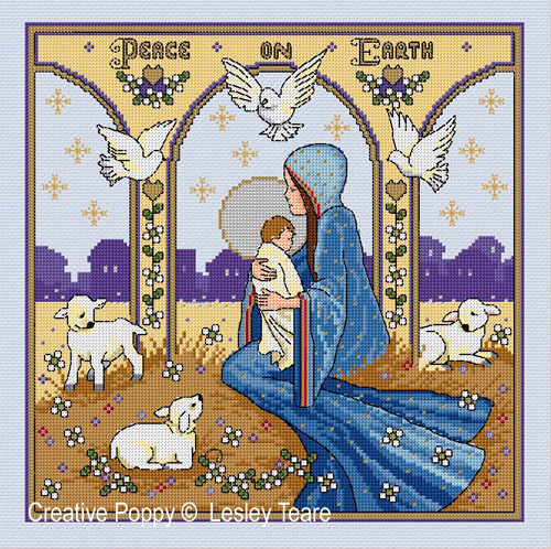 Nativité - grille point de croix - création Lesley Teare