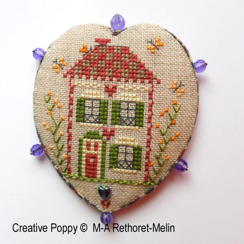 Pinkeep - La maison à la porte rouge, grille de broderie, création Marie-Anne Rethoret-Melin