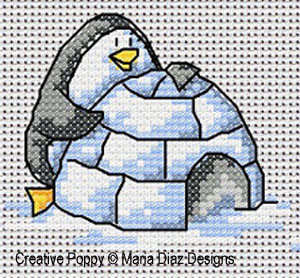 <b>Les pingouins</b><br>grille point de croix<br>création <b>Maria Diaz</b>