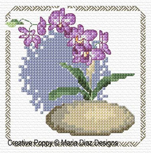 Les orchidées, création Maria Diaz - grille de broderie point de croix (zoom 2)