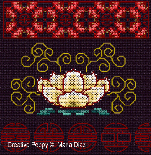 Maria Diaz - Motifs floraux orientaux (grille de broderie point de croix)
