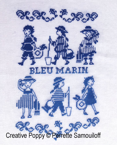 Bleu Marin (Mode balnéaire, hier et aujourd'hui), grille de broderie, création Perrette Samouiloff
