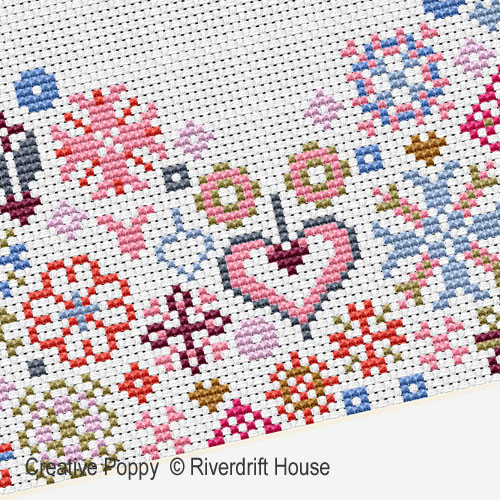Riverdrift House - Coeur d\'Amour, zoom 2 (grille de broderie point de croix)