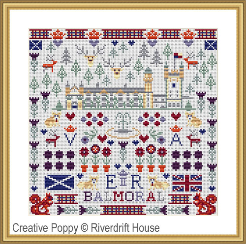 <b>Chateau royal de Balmoral - Ecosse</b><br>grille point de croix<br/>création <b>Riverdrift House</b>