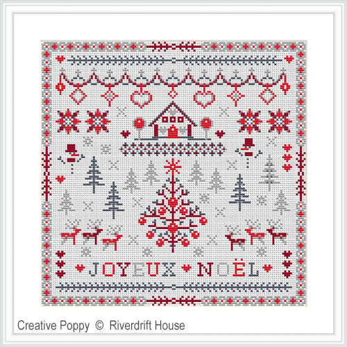 Riverdrift House - Marquoir Joyeux Noël des bois (grille de broderie point de croix)