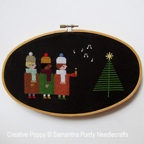 Chanteurs de Noël, grille de broderie, création Samantha Purdy