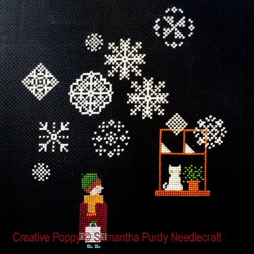 Flocons de neige, grille de broderie, création Samantha Purdy