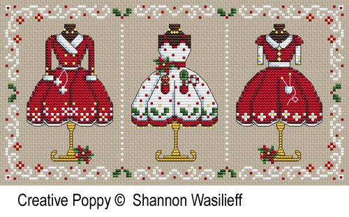 Shannon Christine Wasilieff - Les tenues de fête de Mme Noël, zoom 3 (grille de broderie point de croix)