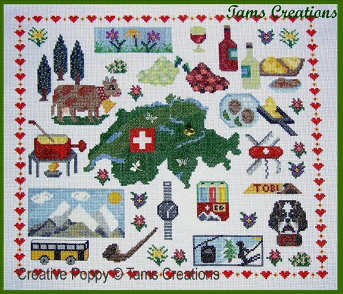Traditions suisses, broderie point de croix, Tams Creations