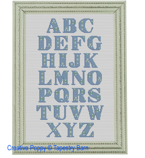 Alphabet Pâquerettes, grille de broderie, création Tapestry Barn