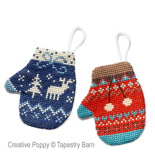 Tapestry Barn - Moufles de Noël (décorations pour sapin), zoom 2 (grille de broderie point de croix)