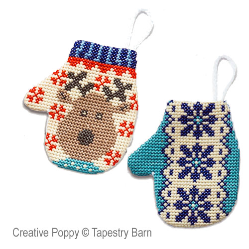 Tapestry Barn - Moufles de Noël (décorations pour sapin), zoom 3 (grille de broderie point de croix)