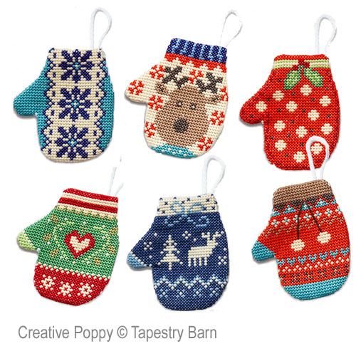 Tapestry Barn - Moufles de Noël (décorations pour sapin) (grille de broderie point de croix)