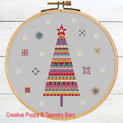 Tapestry Barn - Sapin de Noël  Joie et lumière, zoom 2 (grille de broderie point de croix)