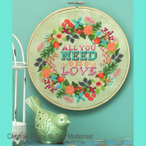 All you need is Love, grille de broderie, création Tiny Modernist