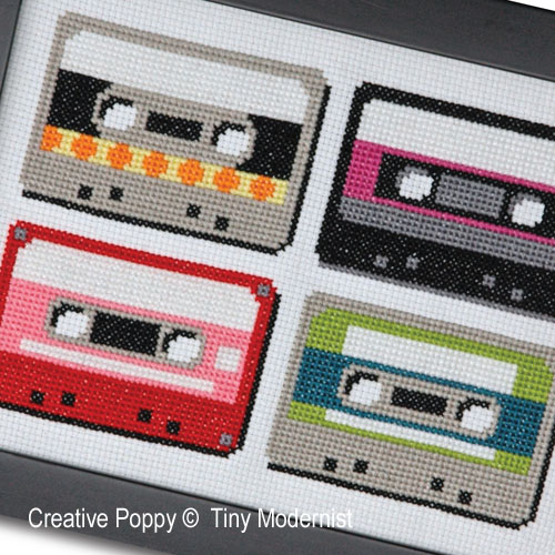 Tiny Modernist - Cassettes Rétro, zoom 3 (grille de broderie point de croix)