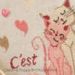 <b>Duo de chats (C'est chat l'amour)</b><br>grille point de croix<br>création <b>Chouett'alors</b>