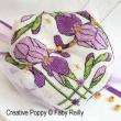 Faby Reilly - Biscornu iris violet (grille de broderie point de croix)