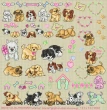 Planche de motifs Puppy Love (un amour de chiot), création Maria Diaz - grille de broderie point de croix