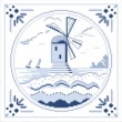 Bleu de Delft - grille point de croix - création Monique Bonnin