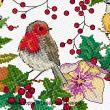 Lesley Teare - Couronne d'hiver aux oiseaux, zoom 1 (grille de broderie point de croix)