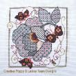 Lesley Teare - Fleur et Papillon - Broderie en Blackwork (grille de broderie point de croix)