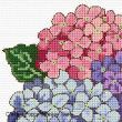 Lesley Teare - Bouquet d'hortensias, zoom 1 (grille de broderie point de croix)