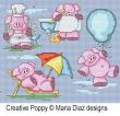 Maria Diaz - 11 Petits cochons en été, zoom 1 (grille de broderie point de croix)