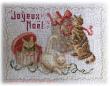 <b>Joyeux Noël aux chatons - carte postale brodée</b><br>grille point de croix<br>création <b>Monique Bonnin</b>