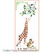 <b>Girafe et bébé Singe</b><br>grille point de croix<br>création <b>Perrette Samouiloff</b>