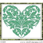 Un coeur en feuilles d\'Acanthe - grille point de croix - création Alessandra Adelaide - AAN (zoom 3)