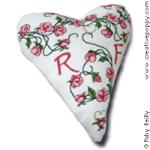 Sampler coeur \"Sweet roses\" - grille point de croix - création Faby Reilly (zoom 3)