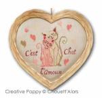 Grille de Broderie point de croix, Duo de chats (C\'est chat l\'amour), création Chouettalors (zoom 2)