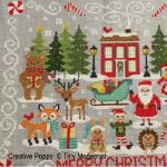 Tiny Modernist - Joyeux Noël - à la maison rouge, zoom 2 (grille de broderie point de croix)