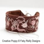 Faby Reilly - Bijoux brodés Rose Chocolat, zoom (grille de broderie point de croix)