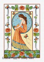 Lesley Teare - Art Decor Rose Lady, zoom 4 (grille de broderie point de croix)