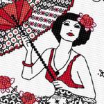 Lesley Teare - Blackwork - Dame au parasol, zoom 1 (grille de broderie point de croix)